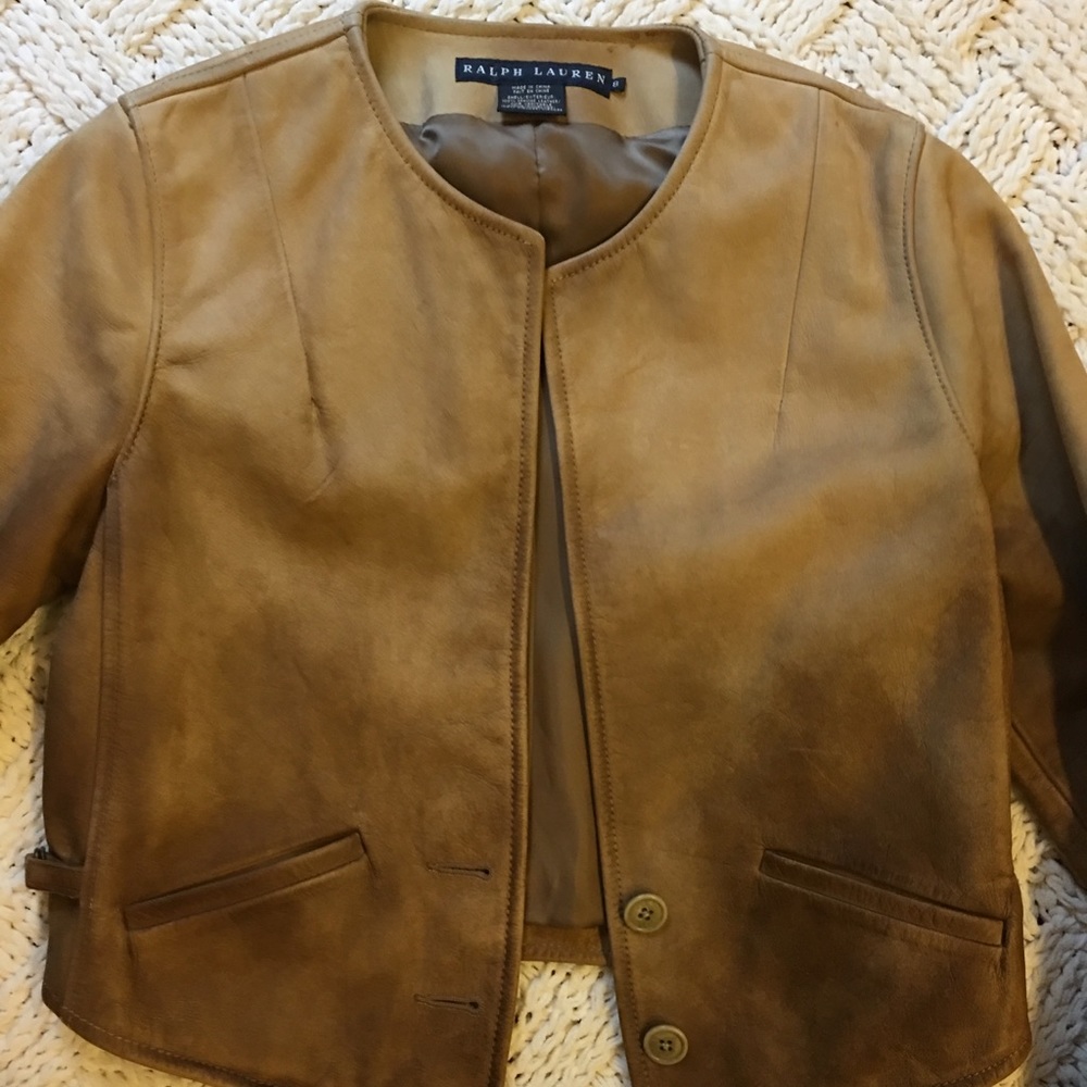 Ralph Lauren Blue Label Ombré Leather Jacket - Picture 2 of 7